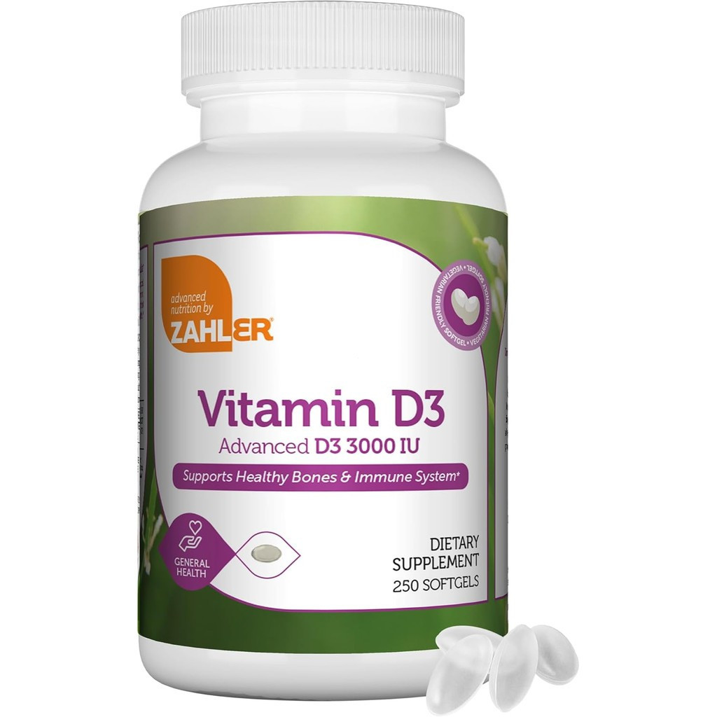 Zahler Vitamin D3 3000IU, Vitamin D3 Supplement 3,000 IU, Certified Kosher (250 Softgels)