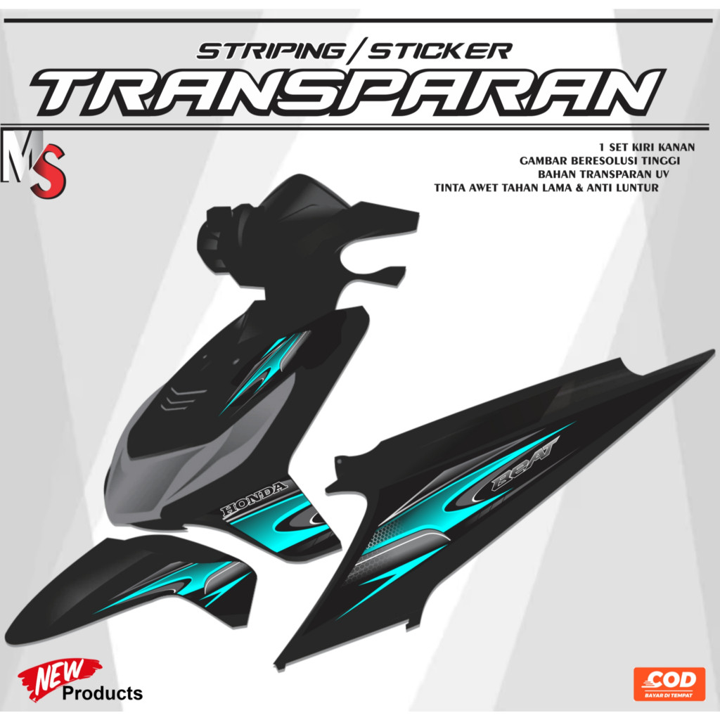 TRANSPARENT STRIPING BEAT OLD/CARBU สติ๊กเกอร์หลากหลาย SIMPLE MOTIF MS015 /