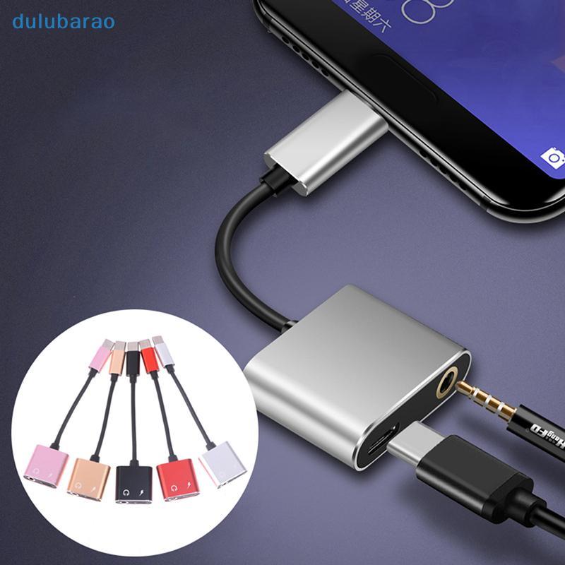 [DUL] 2 in 1 Type C หูฟังอะแดปเตอร์แยกเสียง USB C ถึง 3.5 มม.ตัวแปลงการชาร์จสําหรับ Xiaomi 8 9 Huawe