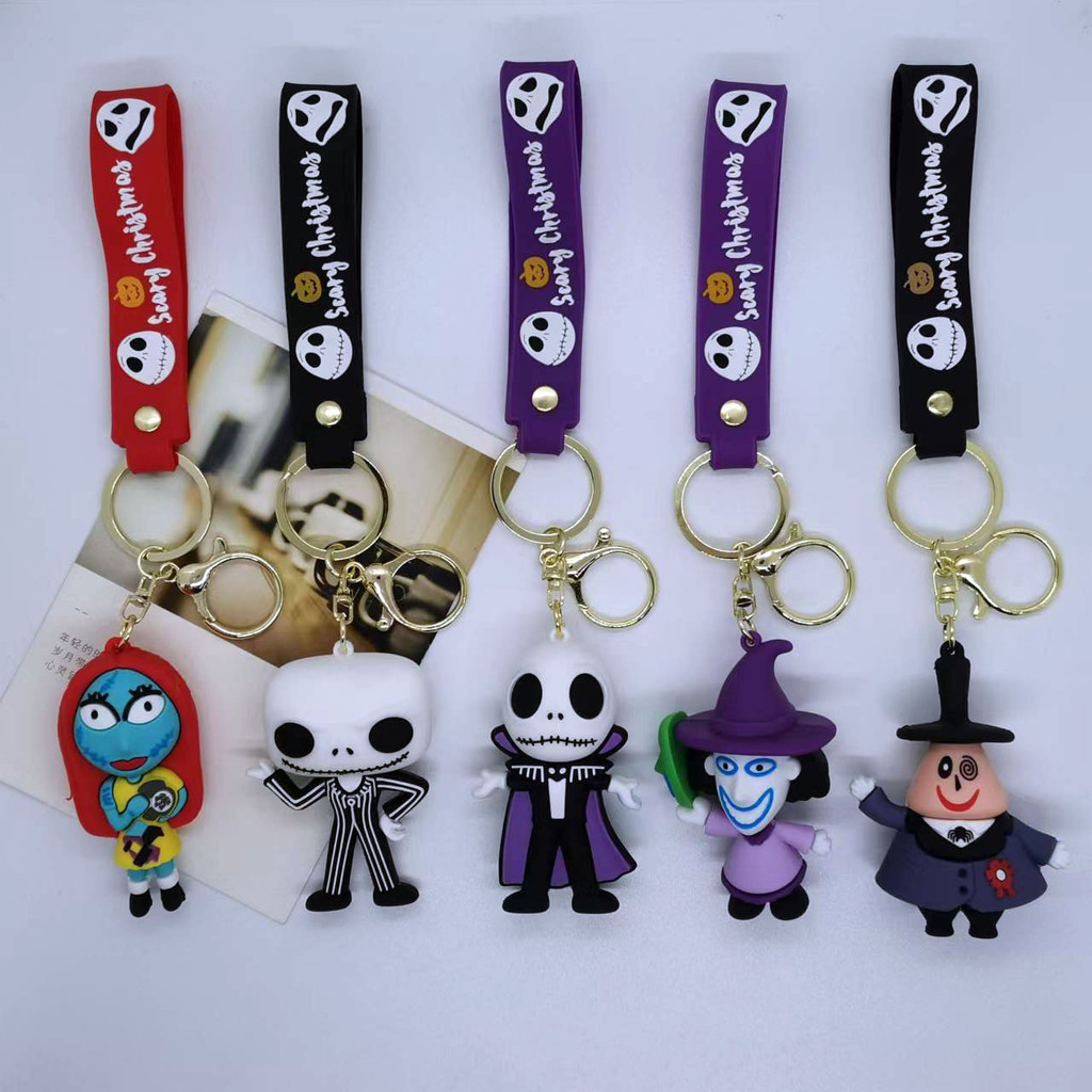 Hot Sale#New Creative Cartoon Christmas Horror Night Doll Keychain Pendant Bag Car Key Chain Accesso