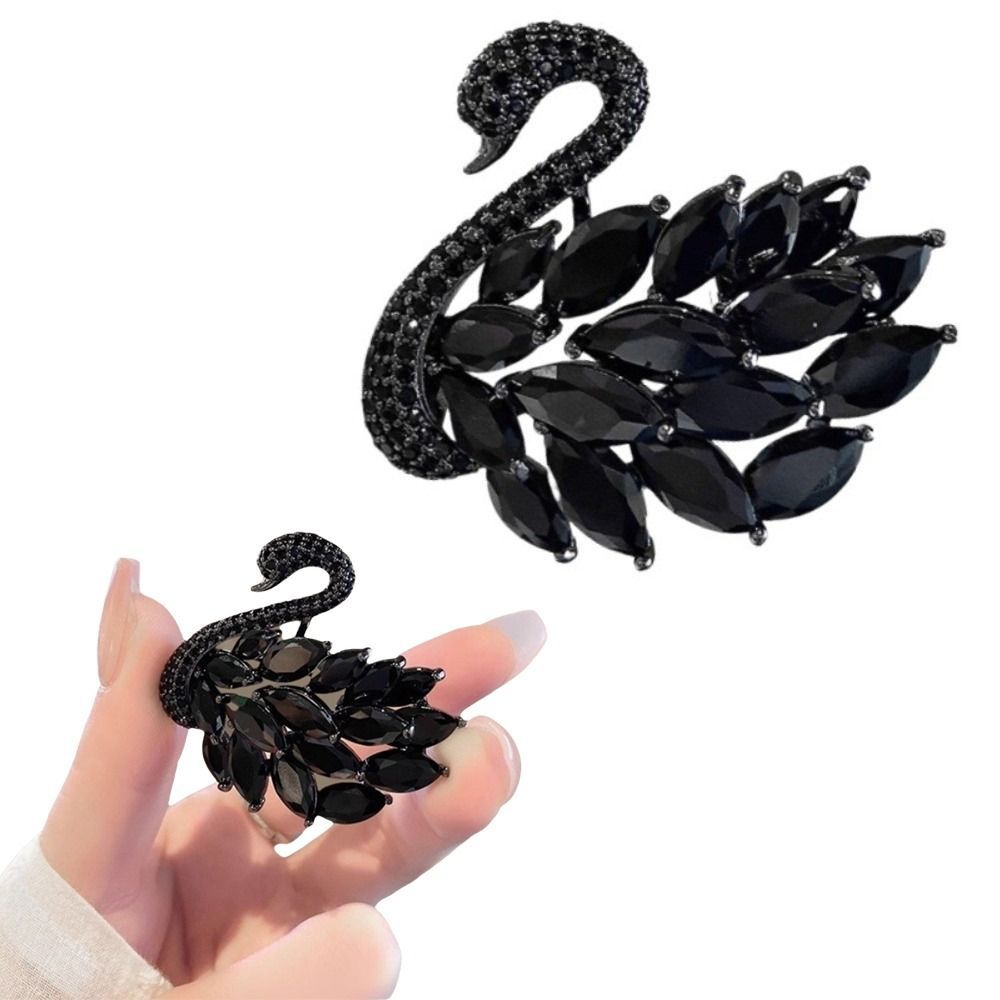 เข็มกลัดอนุสรณ์แบบแฮนด์เมด สไตล์หงส์ประกายคริสตัล สำหรับเสื้อยกทรงผู้หญิง - รูปที่ 4