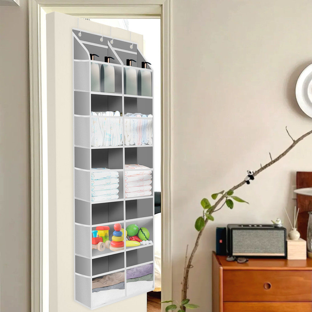 Over the Door Organizer 5 ชั้น 8 ช่องแขวนกระเป๋า 10 กระเป๋าตาข่ายสําหรับเสื้อผ้าตุ๊กตาขนม SHOPQJC666