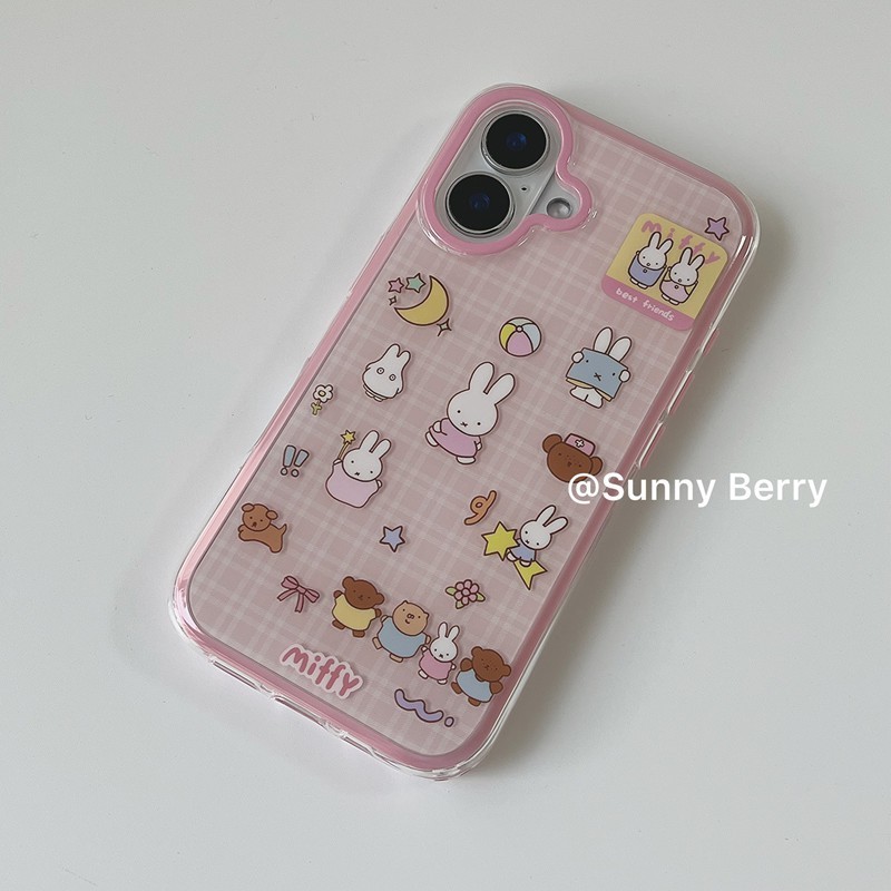 หมีกระต่ายเคสโทรศัพท์โปร่งใส Anti-Fall สําหรับ iPhone 16 Promax 15 Promax 11 12 13 Pro14plus 11Promax 12 13mini XS XR XS Max 78se 7plus 6SP 6S
