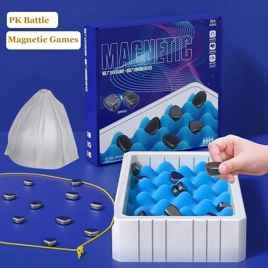 Magnetic Chess Game With Stones Magnet Chess Game Table Top Kluster Magnet Game With String For Adul
