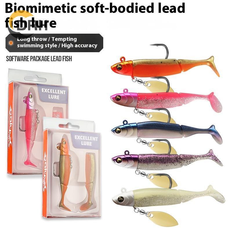 Newwellknownepic Glow-In-The-Dark T-Tail Lead เหยื่อนิ่มสำหรับตกปลามีแสงเรือง ขนาด 9.5cm หนัก 20g ก้