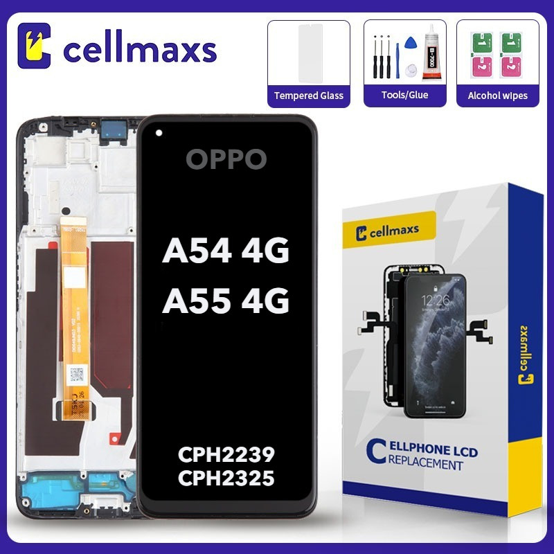 สําหรับ OPPO A54 A55 4G CPH2239 CPH2325 LCD หน้าจอสัมผัสเปลี่ยนกรอบ