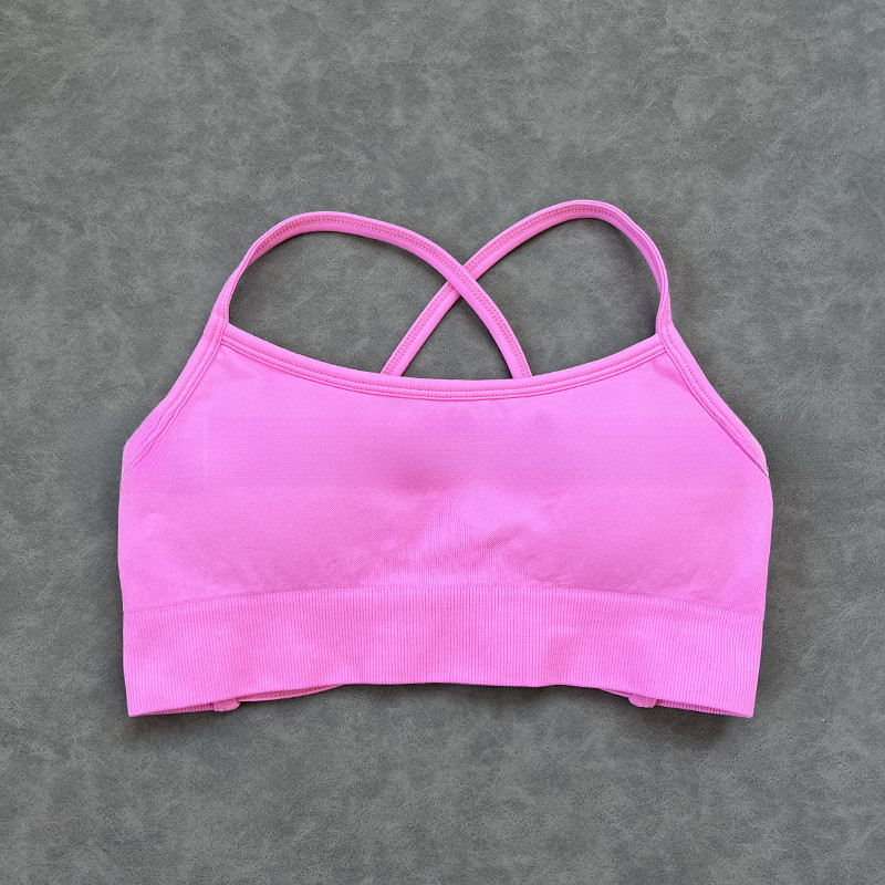 [คลังสินค้าพร้อมพร้อมโลโก้] Df ** Yoga Bra ยืดหยุ่นสูงกันกระแทก Full Matt Cross สปอร์ตบราไร้ตะเข็บหล