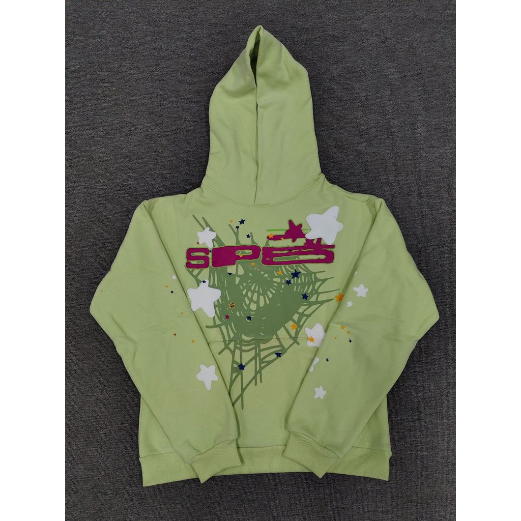 MLLV Sp5der Sweatshirt Spider Mint Green Sweatshirt Hoodie Young Thug สไตล์เดียวกัน