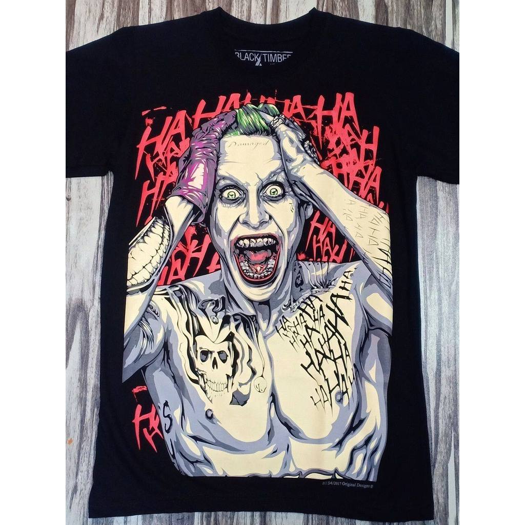 Bt94 Joker Ha Ha Suicide Squad Dc การ์ตูน Supervillain Jared Leto ภาพยนตร์ Black Timber Tshirt Jerse