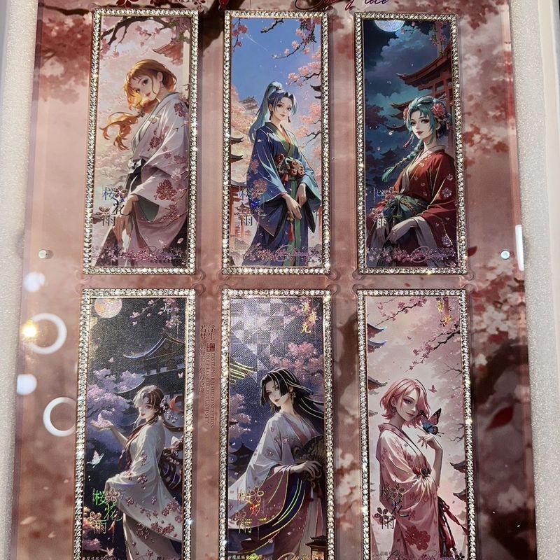 One Piece Metal Diamond Ticket Oriental Art Conception Cherry Blossom Rain Collection Same No. การ์ด