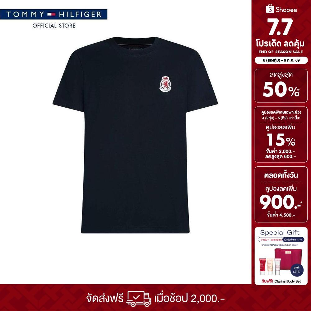 Tommy Hilfiger เสื้อยืด ผู้ชาย รุ่น MW0MW40024 DW5 - สีน้ำเงิน ทรง Regular