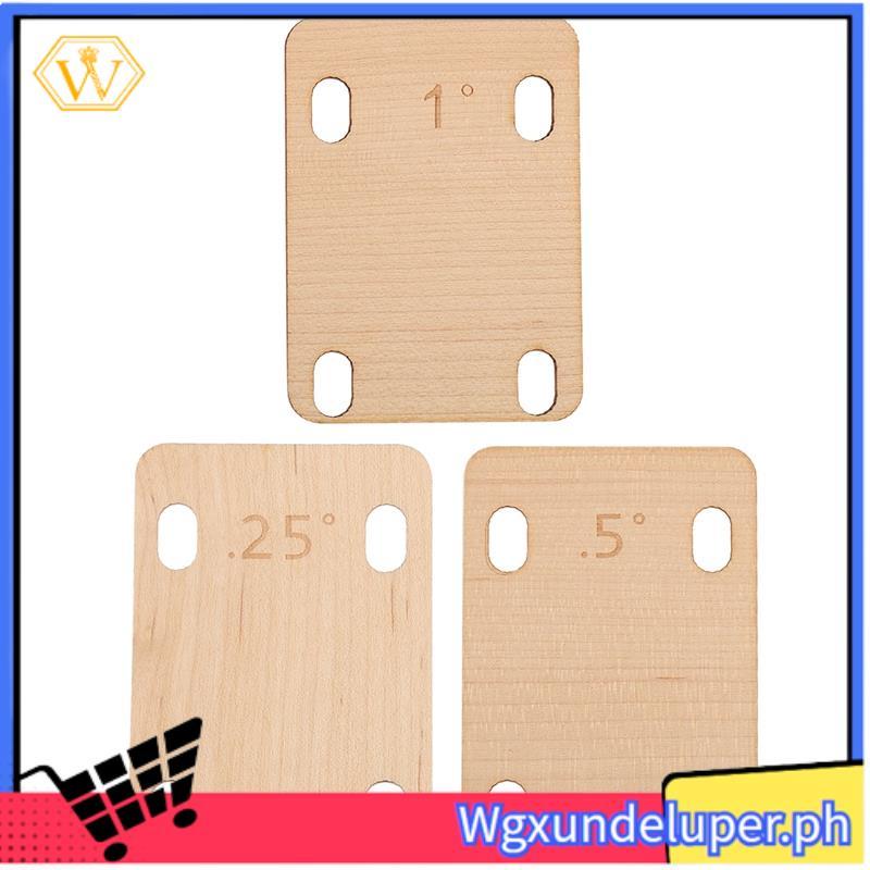 W3 ชิ้น Solid Maple ไม้กีตาร์คอ Shim ไม้สีป้องกัน 0.25, 0.5 และ 1 องศากีตาร์คอแผ่นเครื่องมือ
