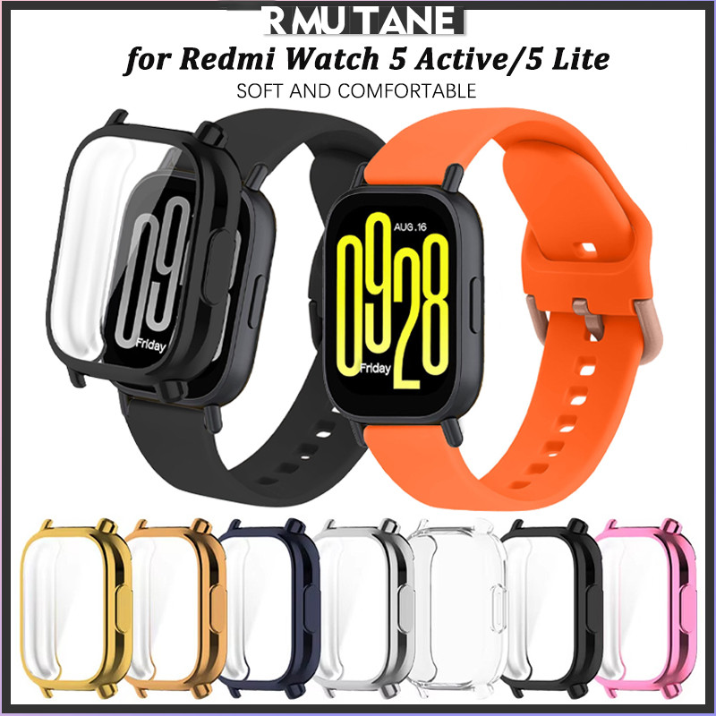 กรณี TPU เต็มรูปแบบ + สายรัดซิลิโคนอ่อนสำหรับนาฬิกา for Redmi Watch 5 Active / 5 Lite สายรัดยางกีฬาป้องกันหน้าจอ Gores