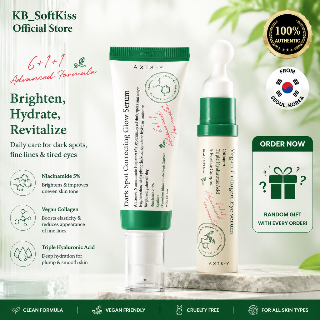 AXIS-Y Dark Spot Correcting Serum 50ml Eye Roller Cream 10ml ชุดสําหรับ Face & Eye Dark Spot Removal Brightening Skin Care
