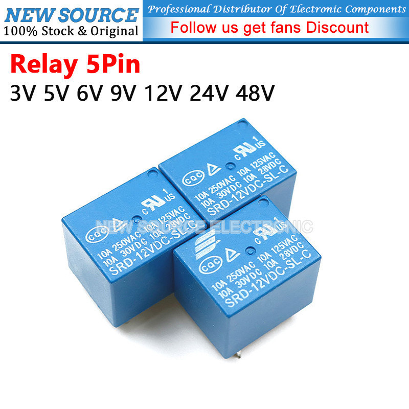 [5 ชิ้น] รีเลย์ SRD-3 5 6 09 12 24 48VDC-SL 5Pin SRD-03VDC-SL-C SRD-05VDC-SL-C SRD-05VDC-C SRD-06VDC