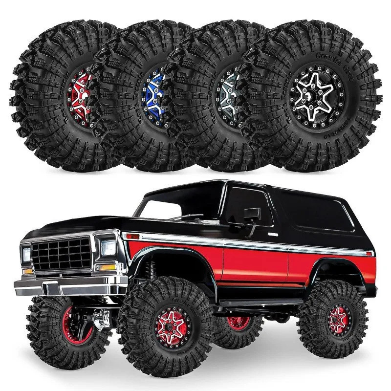 4PCS 120 มม.1.9 นิ้วอลูมิเนียม RC Crawler Beadlock ยางและล้อ 12 มม.Hex สําหรับ 1/10 Trxs D90 D11 AXI