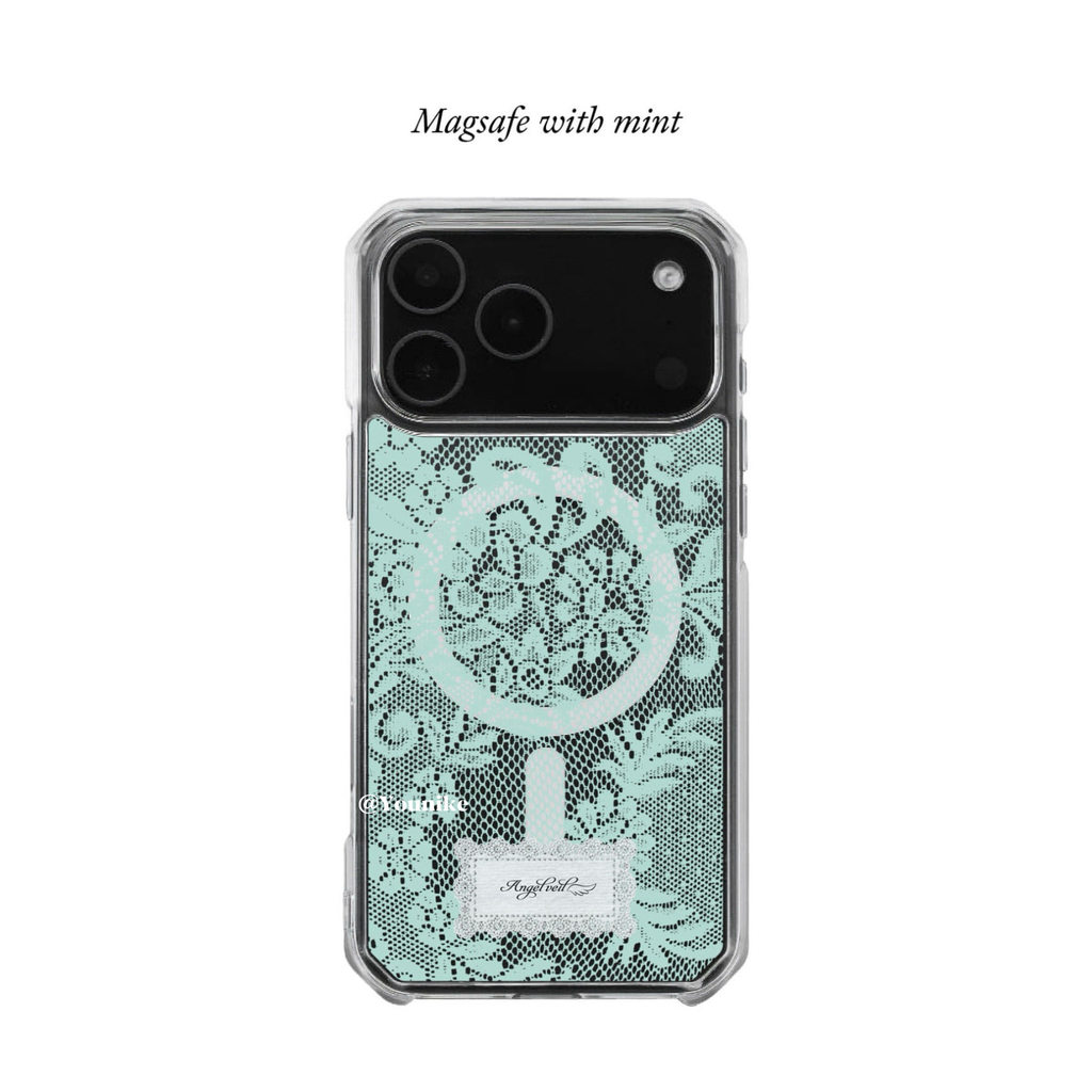 Dream Core Girl Mint Lace สไตล์เกาหลี ins เหมาะสําหรับ iphone17pro/17promax เคสป้องกัน Apple 16 เคสโทรศัพท์ 16promax เคสป้องกัน 15 กันกระแทก 13/14 กรณี 11/12/12promax/17air