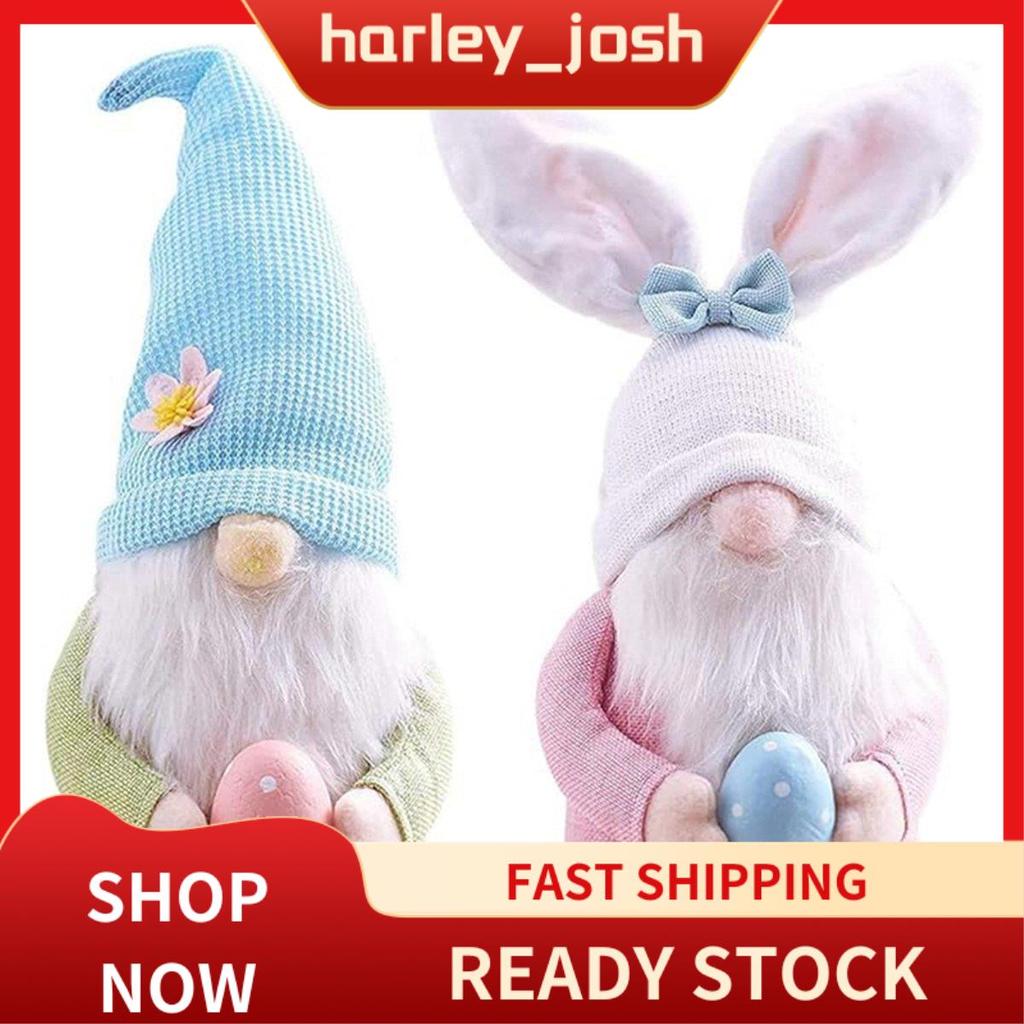 harley_josh 2 ชิ้น Bunny Gnome พร้อมไข่อีสเตอร์, Handmade Gnome Faceless ตุ๊กตา, ของขวัญสําหรับตกแต่