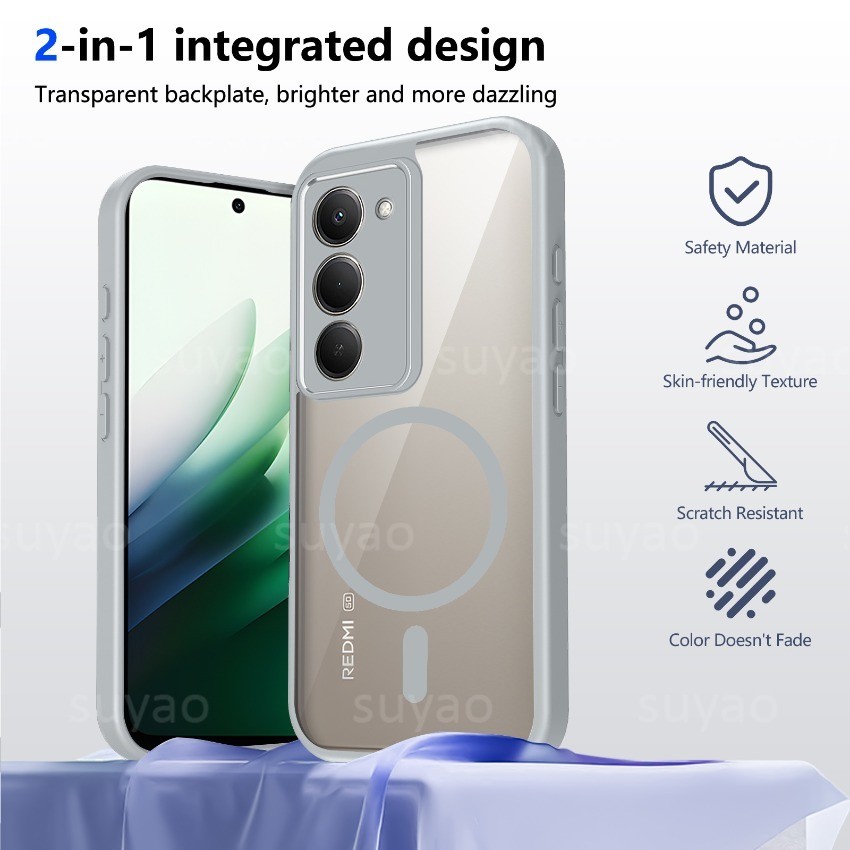 สําหรับ Redmi 15 5G 4G 2026 เคสโทรศัพท์แม่เหล็ก Frosted รูปที่ 2
