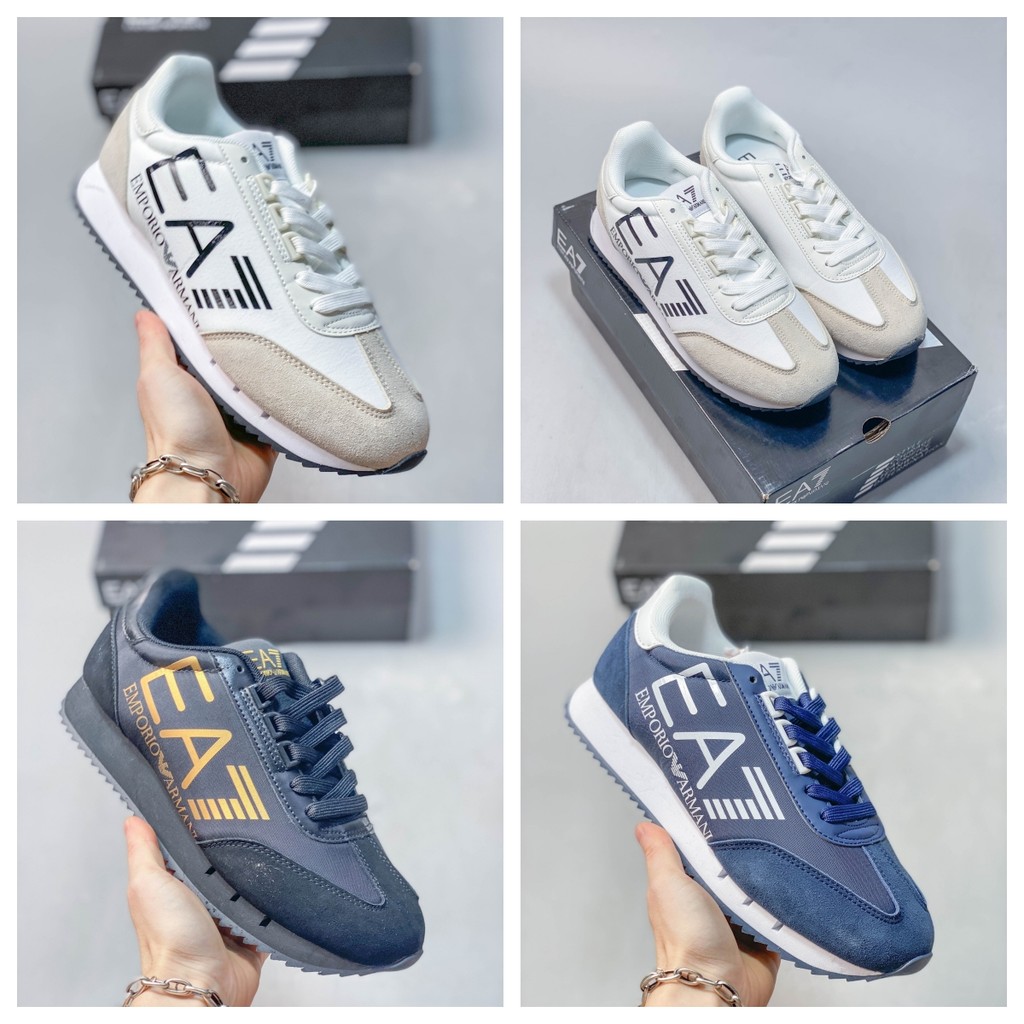 EMPORIO ARMANI EA7 เหมาะสําหรับผู้ชายรองเท้ากีฬาที่สะดวกสบายรองเท้าวิ่งกลางแจ้งใหม่เอี่ยม