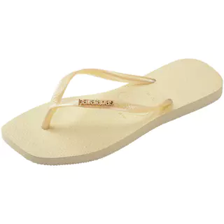HAVAIANAS รองเท้าแตะ Slim Square Logo Metallic Flip Flop CREAM 414825792563F_F5CMXX