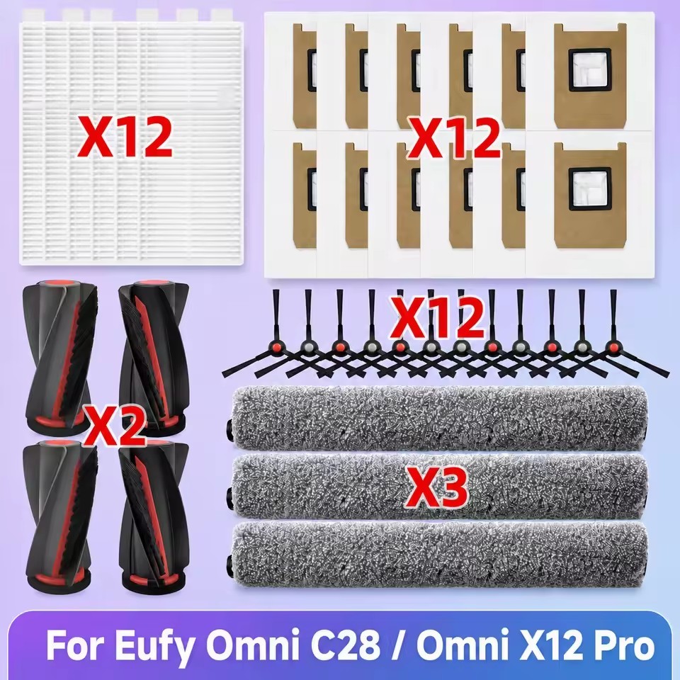 สําหรับ Eufy Omni C28 / Omni X12 Pro หลักแปรงด้านข้าง HEPA Filter ถุงเก็บฝุ่น Roller Mop