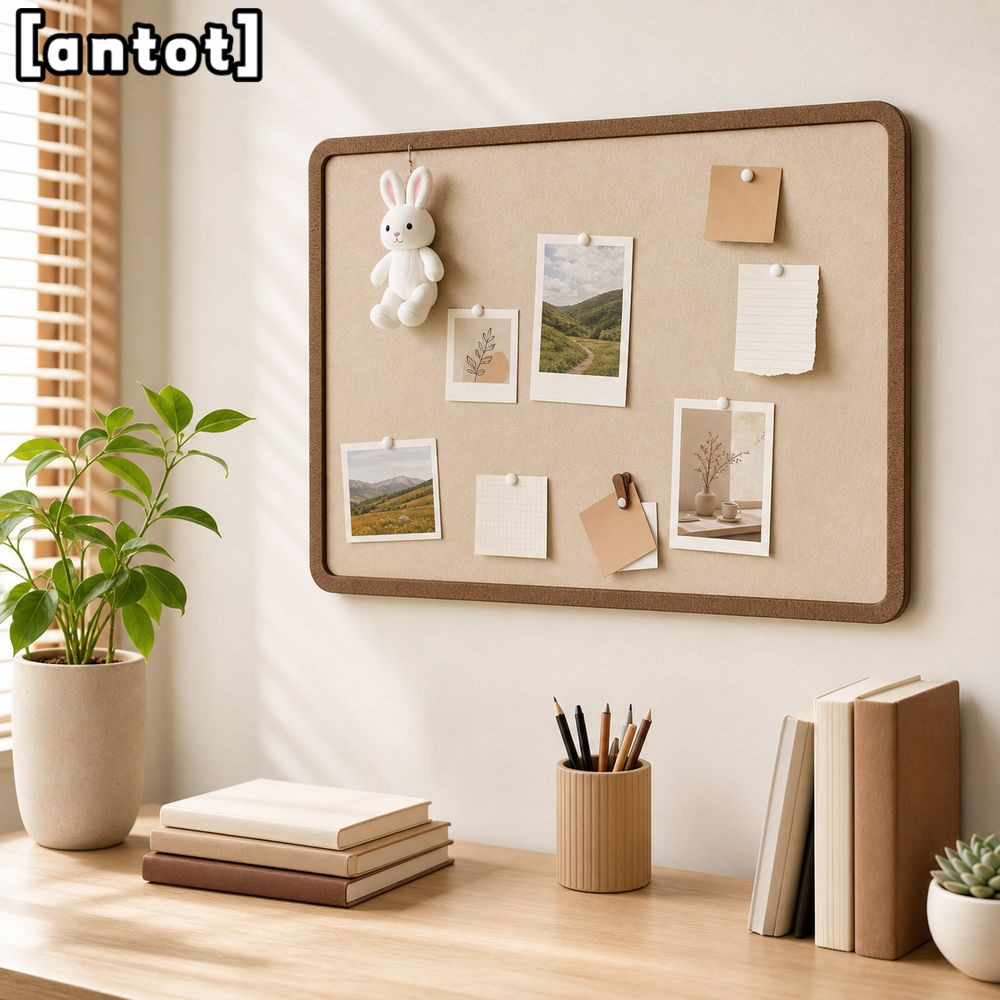 ANTOT Felt Bulletin Board, ติดผนังกรอบโค้งมนผนัง Memo Board, ไม่มีเจาะออกแบบ Self กาว Perler ลูกปัด 