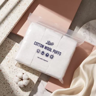 Boots Cotton Wool Puffs 160 Puffs บู๊ทส์ คอทเทิน วูล พัฟส์ 160 แผ่น (สำลีแผ่น)