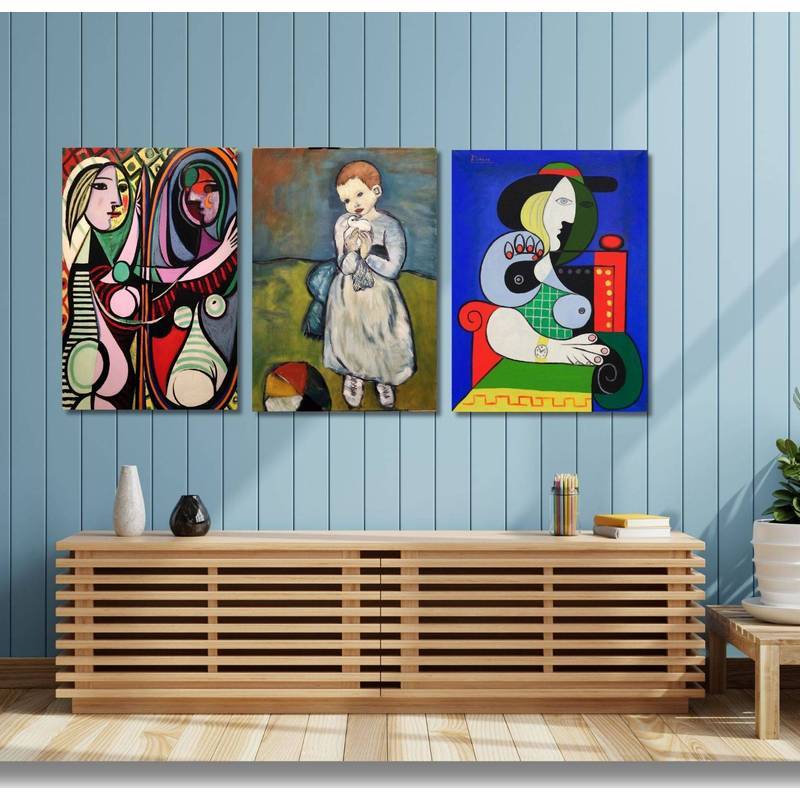 Pablo Picasso Portrait Canvas Wall Art Set, Cubism Style Decor for Home
