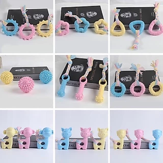 ของเล่นหมา ของเล่นเชือก หมาเล็ก สุนัขกลาง Dog Toy, Rubber Toy พลาสเทล