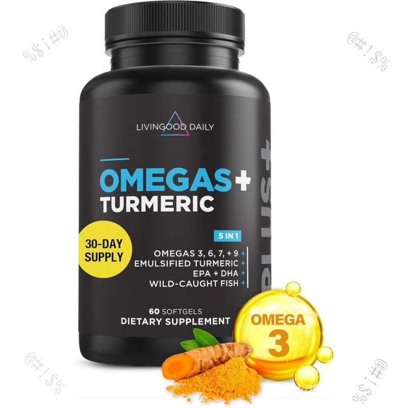 Livingood Daily Triple Omega 3 6 9 Plus Curcumin, DHA & EPA, Fish Oil s สําหรับสมองและหัวใจ HGWW
