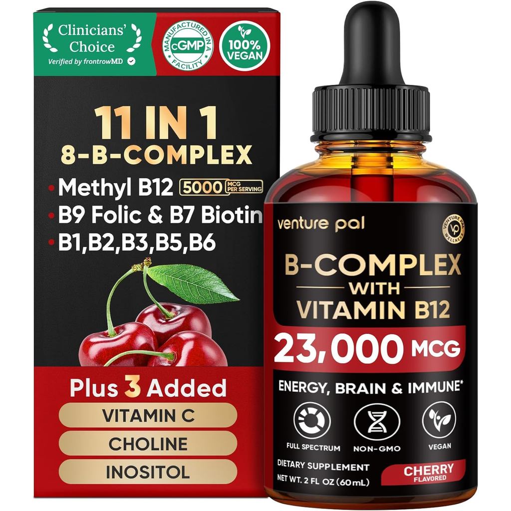 Venture Pal Vitamin B Complex Liquid Drops, B12 Methylcobalamin | บี9 โฟลิค | B1,B2,B3,B5,B6,B14 - ว