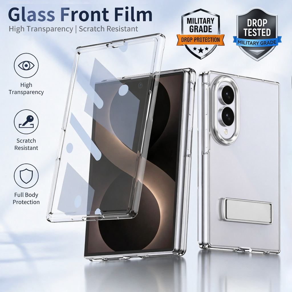 SAMSUNG One-Line Bracketพร้อมฟิล์มสําหรับSamsung Galaxy Z Fold8 Fold7 Fold6 Fold5 Fold4 Fold3 กรณีMulticolor Anti-DropสําหรับSamsung Zพับ 8 Ultra 7 6 5 4 3 กันกระแทก