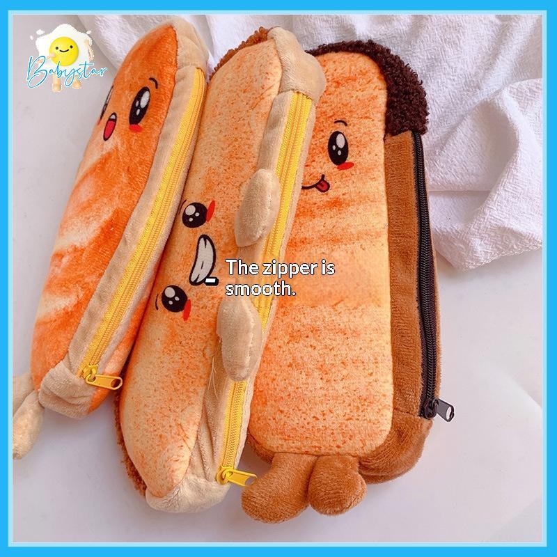 [Inthehot-t] Creative Funny Toast Bread Pencil Case Large Capacity Universal Student Pencil Case Pou