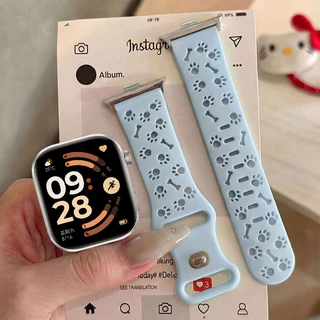 สายนาฬิกา Redmi watch 4 5 6 สายซิลิโคนนุ่ม รูปแบบกรงเล็บสุนัข Xiaomi Band 10 9 8 Pro สายนาฬิกาทดแทนระบายอากาศ