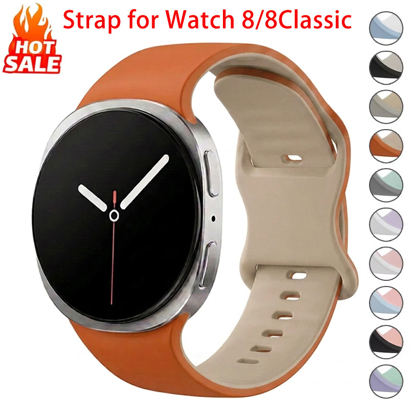 No Gaps Sport สายซิลิโคน (ไม่มีนาฬิกา) เข้ากันได้กับ Samsung Galaxy Watch 8/9 40 มม. 44 มม. นาฬิกา 8 คลาสสิก 46 มม. สายทูโทนสําหรับผู้ชายผู้หญิง