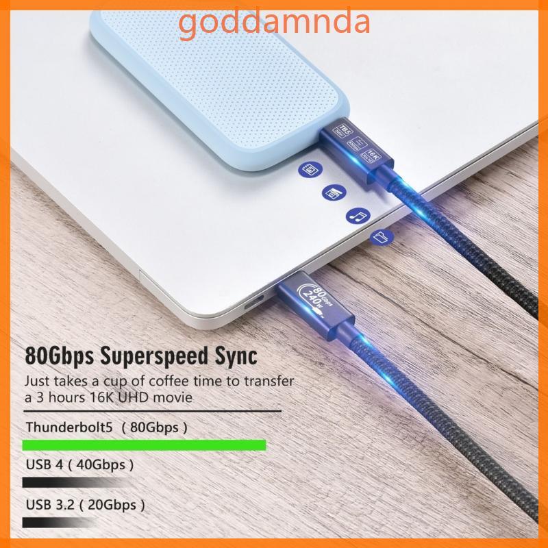 GODD Fast 80Gbps USB 4 0 TypeC สายพร้อมการจัดส่งพลังงาน 240W และ 16K Video Support สายต่อขยาย Usb C