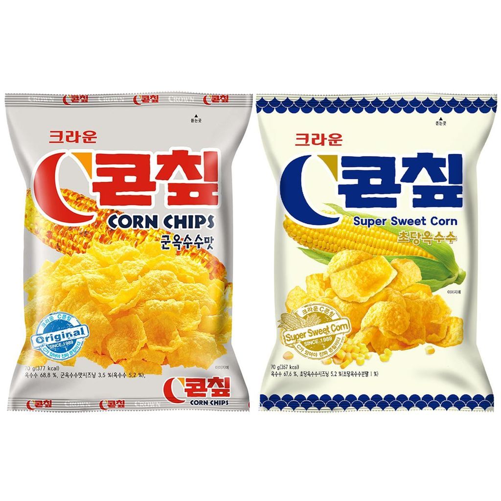 เกาหลีนําเข้า CROWN CROWN CROWN Puffed รสดั้งเดิม/คอร์นเฟลกส์หวานของว่างในสํานักงาน#韩国进口克丽安CROWN可瑞安膨