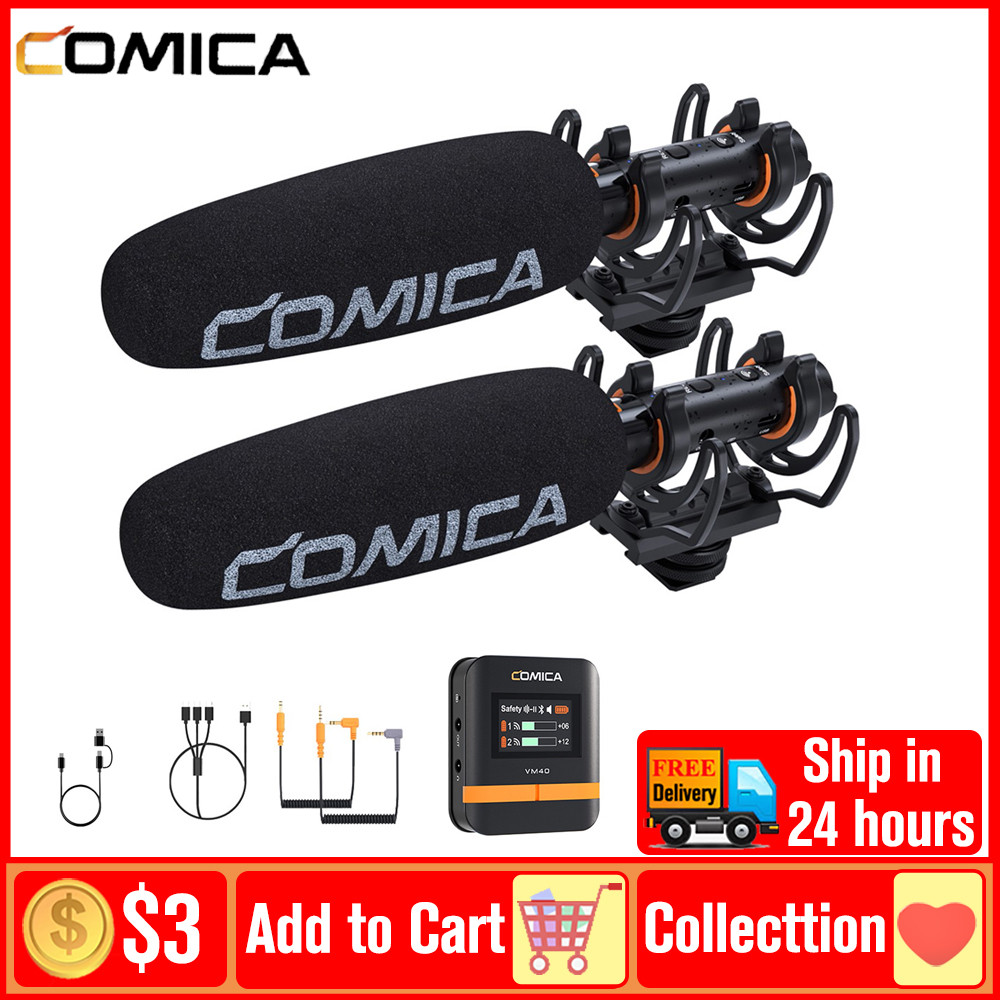 Comica CVM-VM40 ไมโครโฟนไร้สาย 2.4G Shotgun ไมโครโฟนสําหรับกล้อง DSLR สมาร์ทโฟน PC Live Streaming Po
