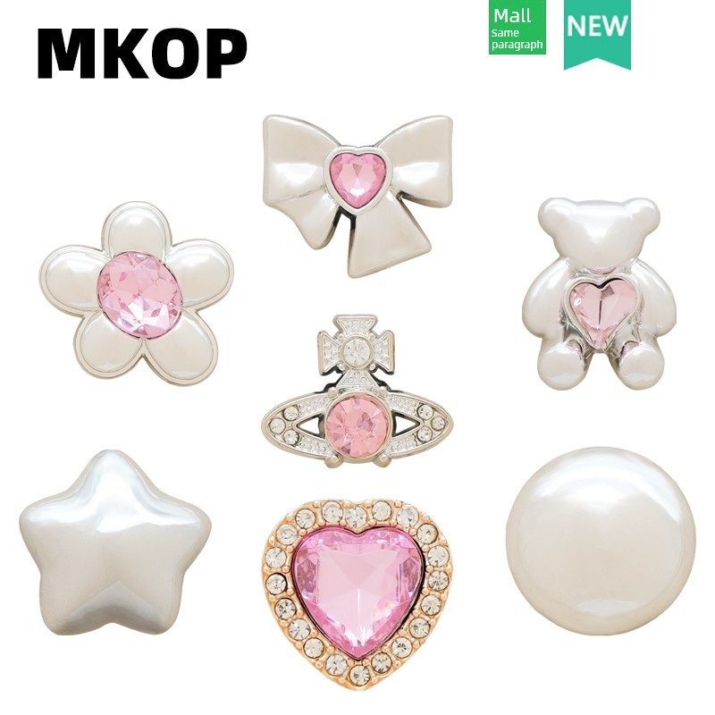 jibbitz crocs crybaby jibbitz jibbitz เกาหลี Mkop Electroplating Love Heart Bear เหมาะสําหรับรองเท้า