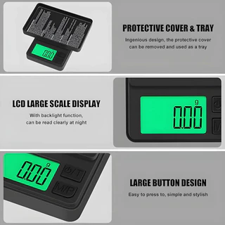 เครื่องชั่งพกพาความแม่นยำสูง 1000 กรัม x 0.01 กรัม - เครื่องชั่งดิจิทัลสำหรับวัดกรัม อาหาร เครื่องประดับ ออนซ์/เกรน พร้อ