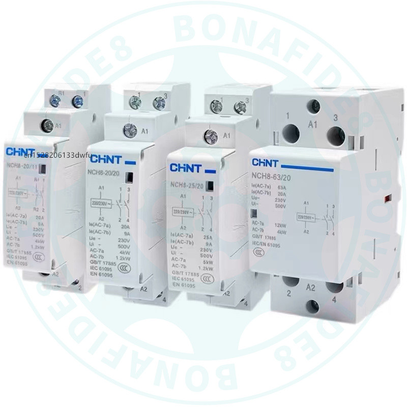 CHINT NCH8 20A 25A 40A 63A Din Rail ในครัวเรือน MIni AC Contactor 220V 230V 400V 63/22 63/40 40/40 4