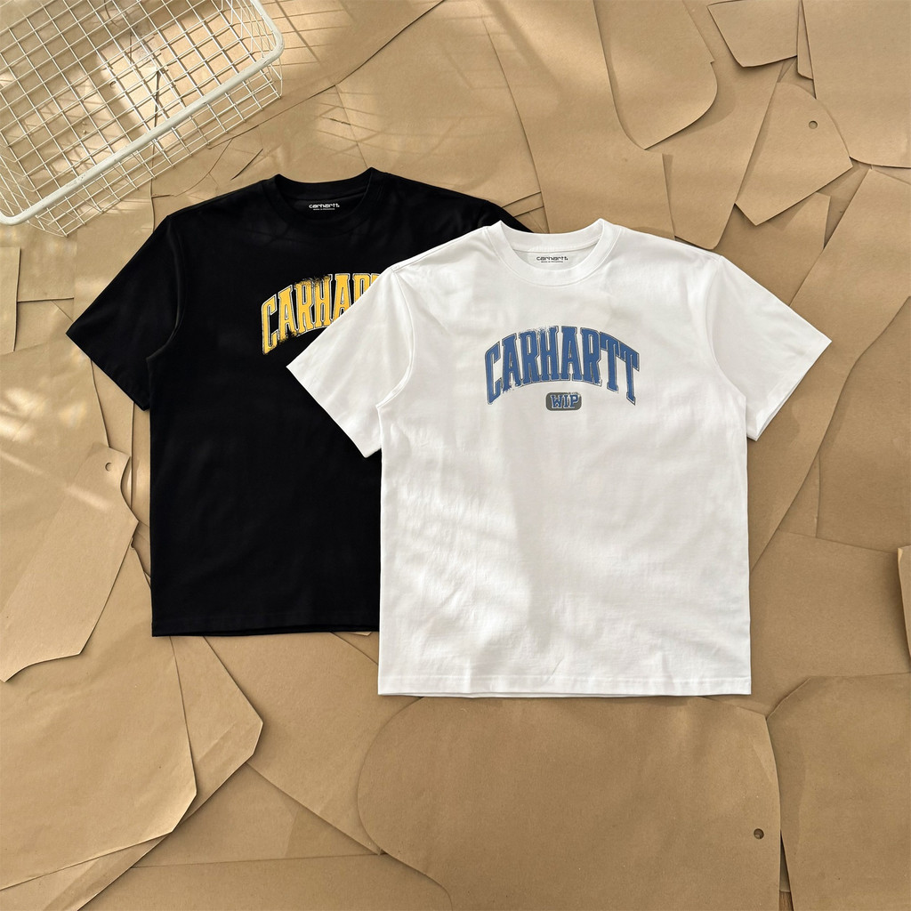 4PFS Ca***rtt Curved letter print round neck short sleeve shirt260g Double-ply pure cotton T T-shirt