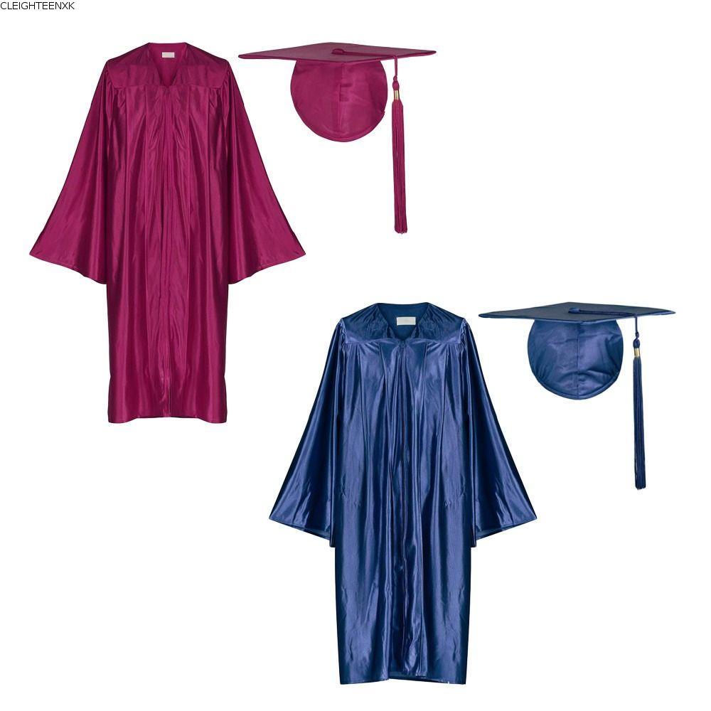 CLEIGHTEEN8H 2 ชิ้น/เซ็ต Graduation Robe ชุด, V คอพู่หมวกสําเร็จการศึกษา, แฟชั่นสําเร็จการศึกษา Part