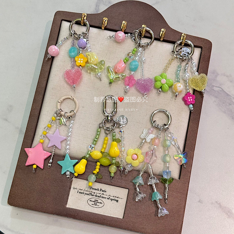 Dopamine Heart Pearl Flower กระเป๋าโทรศัพท์มือถือแขวนโซ่จี้กุญแจรถ airpods จี้เปลือกหูฟัง