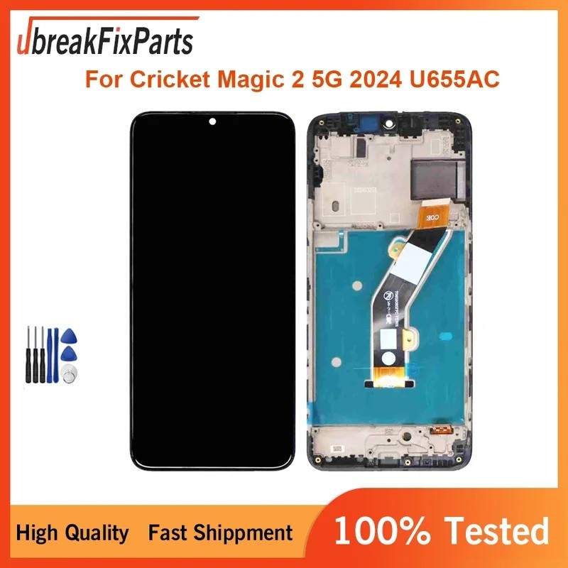สําหรับคริกเก็ต Magic 2 5G 2024 (U655AC) จอแสดงผล LCD Touch Screen Digitizer + เปลี่ยนกรอบ