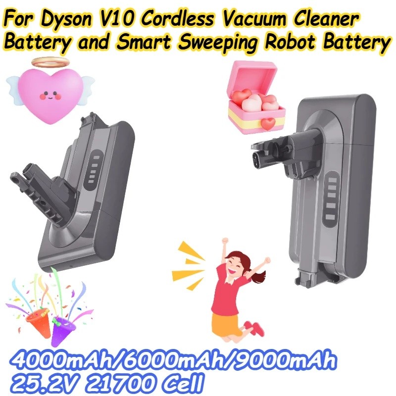 4000mAh/6000mAh/9000mAh 25.2V 21700 Cell สําหรับ Dyson V10 เครื่องดูดฝุ่นไร้สายแบตเตอรี่และสมาร์ท Sw