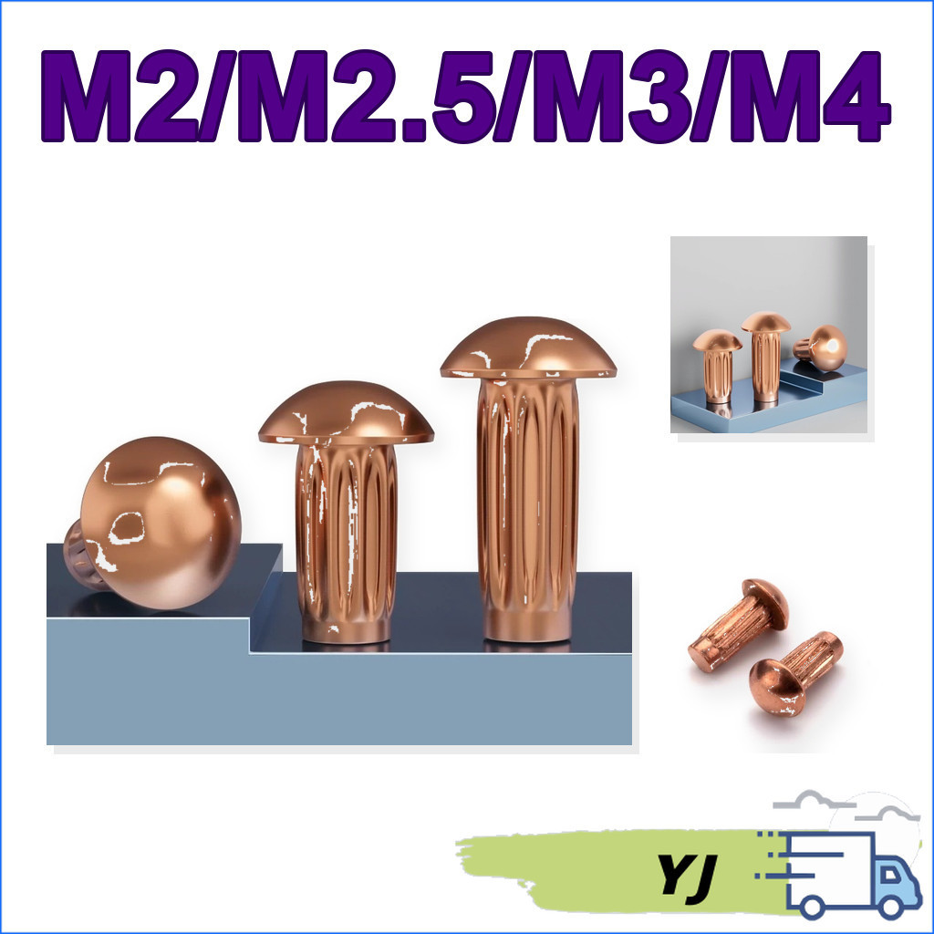 หมุดย้ำป้ายชื่อ M2-M4 ทองแดง แข็งแรง (30-200pcs) [YJ1]