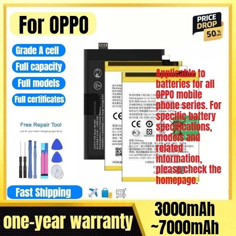 แบตเตอรี่สําหรับ OPPO Realme 2/C1/PRO/3/5/C3/5i/C11/5S/C21/6/7/C30/C33/9i/8/9/10/11/12/13/ C15/C12/C