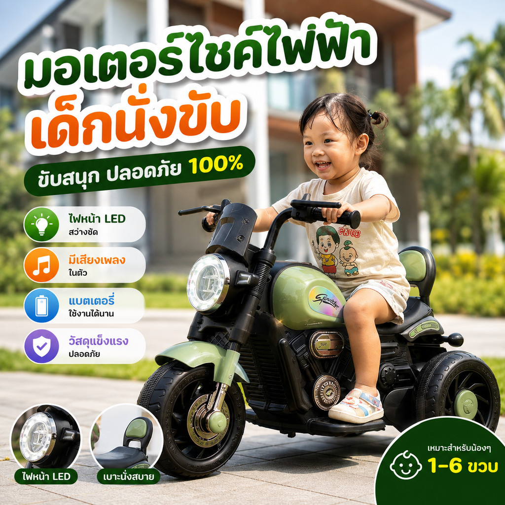 Chopper รถแบตเตอรี่เด็ก ขับมันส์ ดีไซน์ฮาเล่ ของเล่นเสริมพัฒนาการ